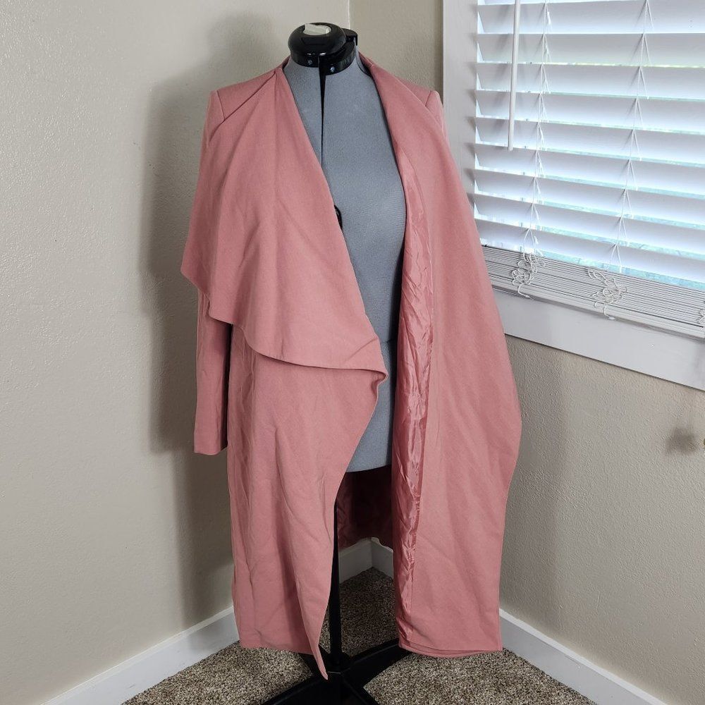 DKNY Draped-Lapel Pink Trench Coat Size 6